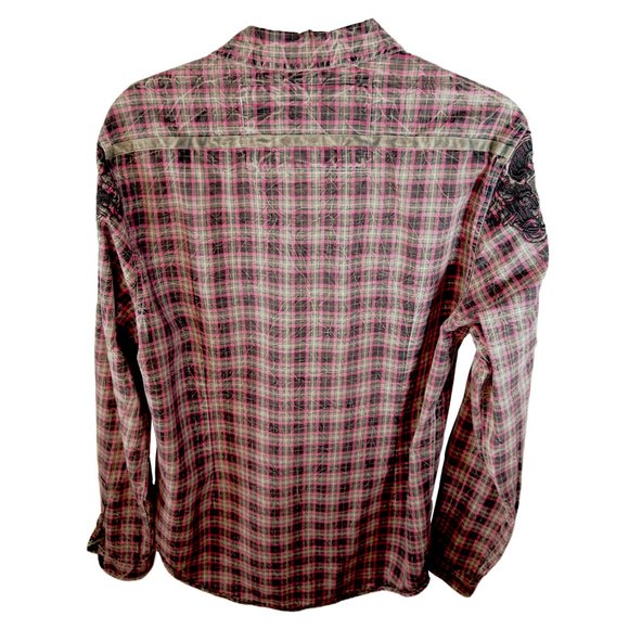 Ladies Guess Plaid Embroidered Shirt Size Medium - Picture 4 of 4